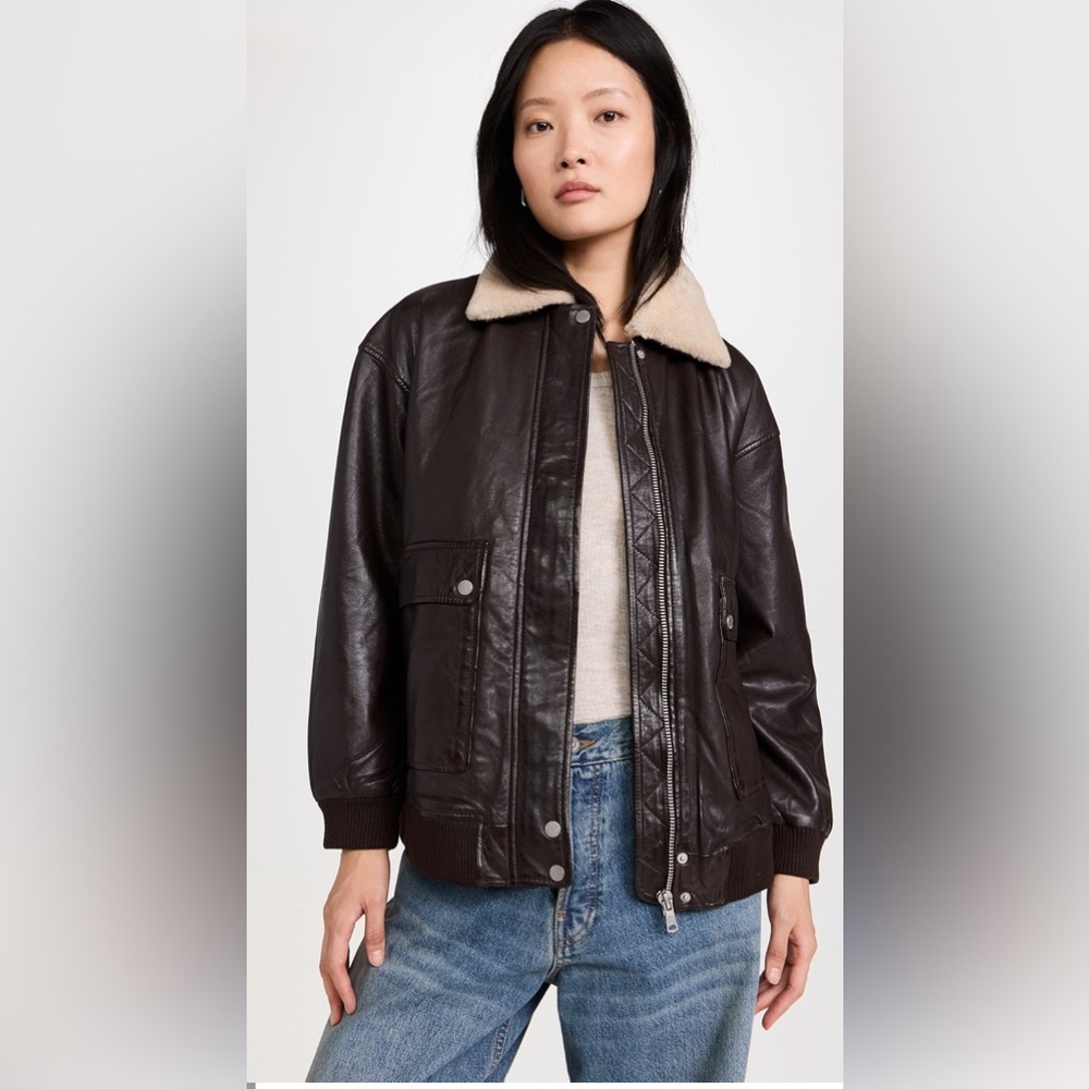 NWT Avec Les Filles Shearling Bomber Jacket